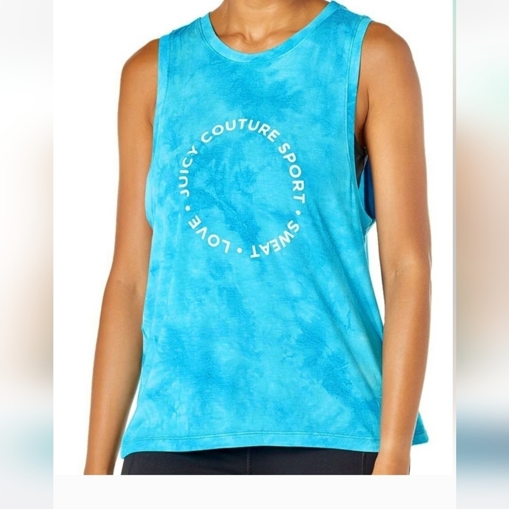 Juicy Couture Blue Muscle Tee with Tie-Dye Effect